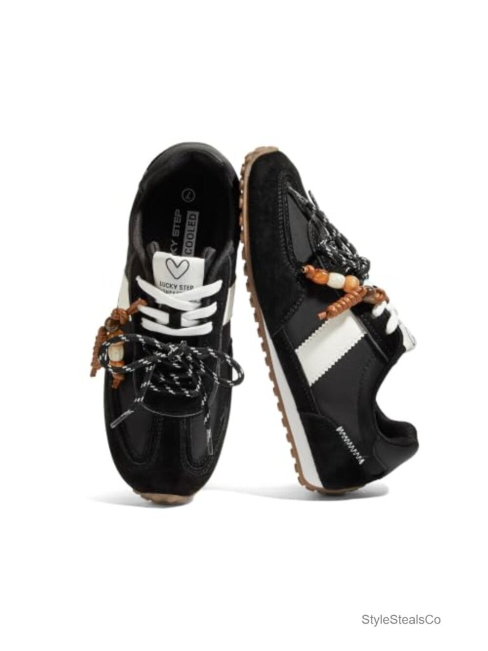 LUCKY STEP Women's Retro Fashion Sneakers Thin Sole Walking Shoes - Suede